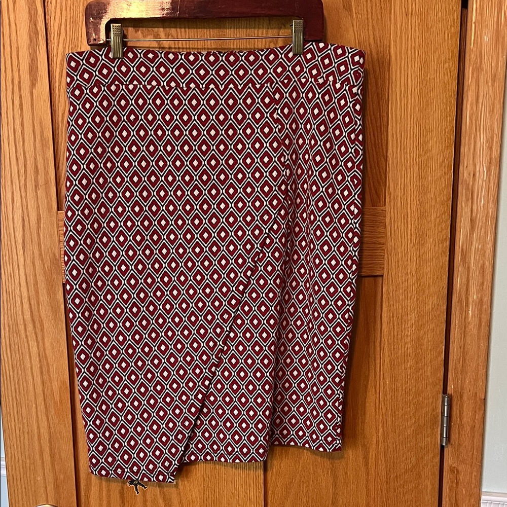 Anthropologie Maeve Red Diamond Pencil Skirt